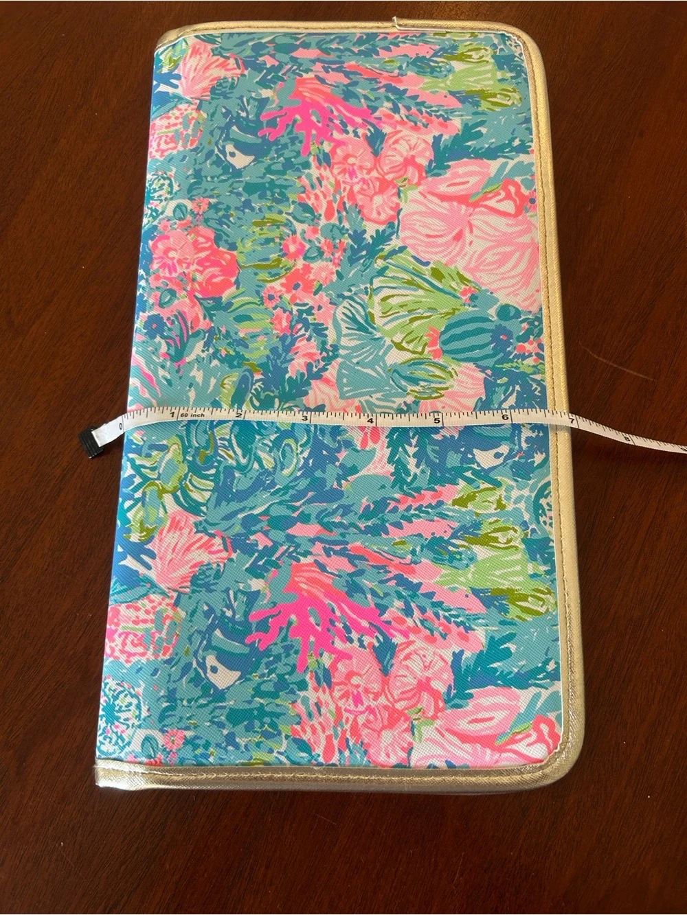 Lilly Pulitzer Travel Cosmetic Organizer Fold Up Makeup Case Gold Trim